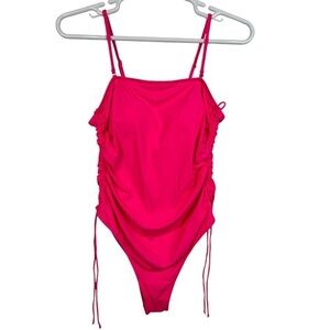 Yonique Ruched One Piece Swimsuit - Pink